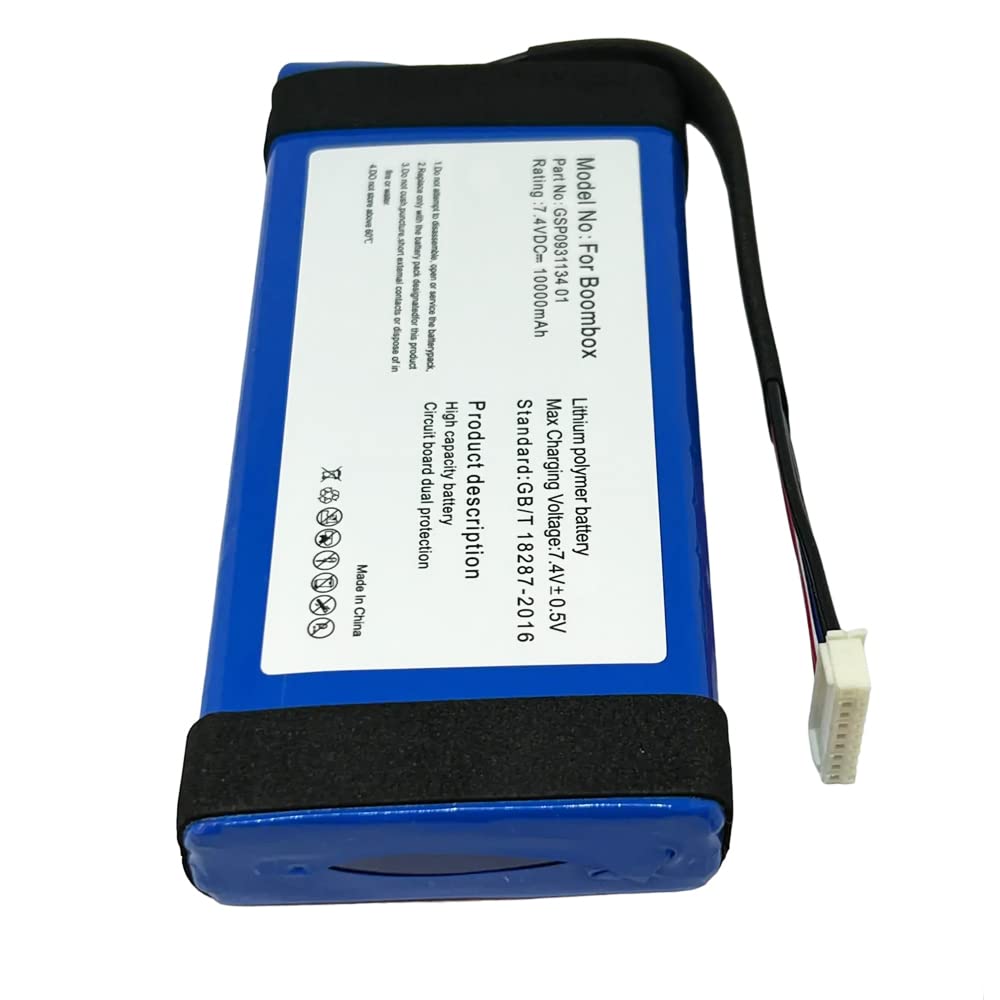 Mpf Products 10000Mah Gsp0931134 01 Battery Replacement Compatible With Jbl Boombox Waterproof Portable Bluetooth Speaker
