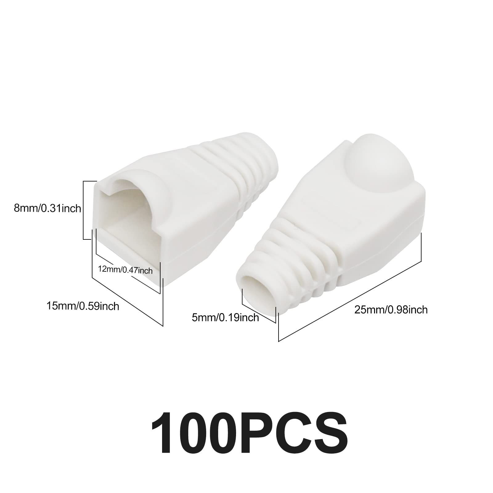 Yiovvom Soft Plastic Ethernet Rj45 Cable Connector Boots Cover Strain Relief Boots Cat5 Cat5E Cat6 Cat6E 100Pcs