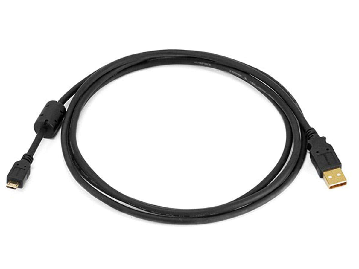 Monoprice 6 Feet Usb 2.0 A Male To Micro 5Pin Male 28/24Awg Cable With Ferrite Core (Gold Plated) (105458),Black