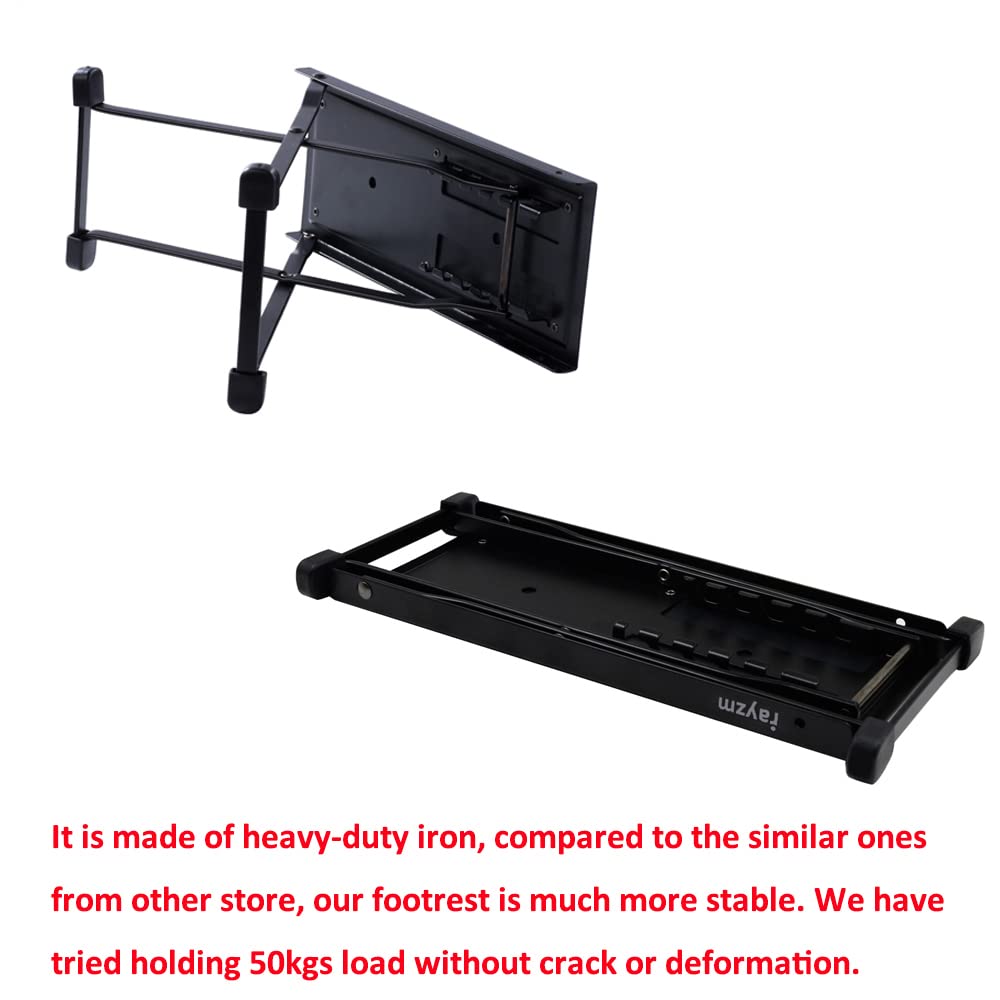Rayzm Guitar Footrest With Anti-Slip Rubber Pad, Foldable Metal Guitar Footstool For Classical/Acoustic/Electric Guitar, Height