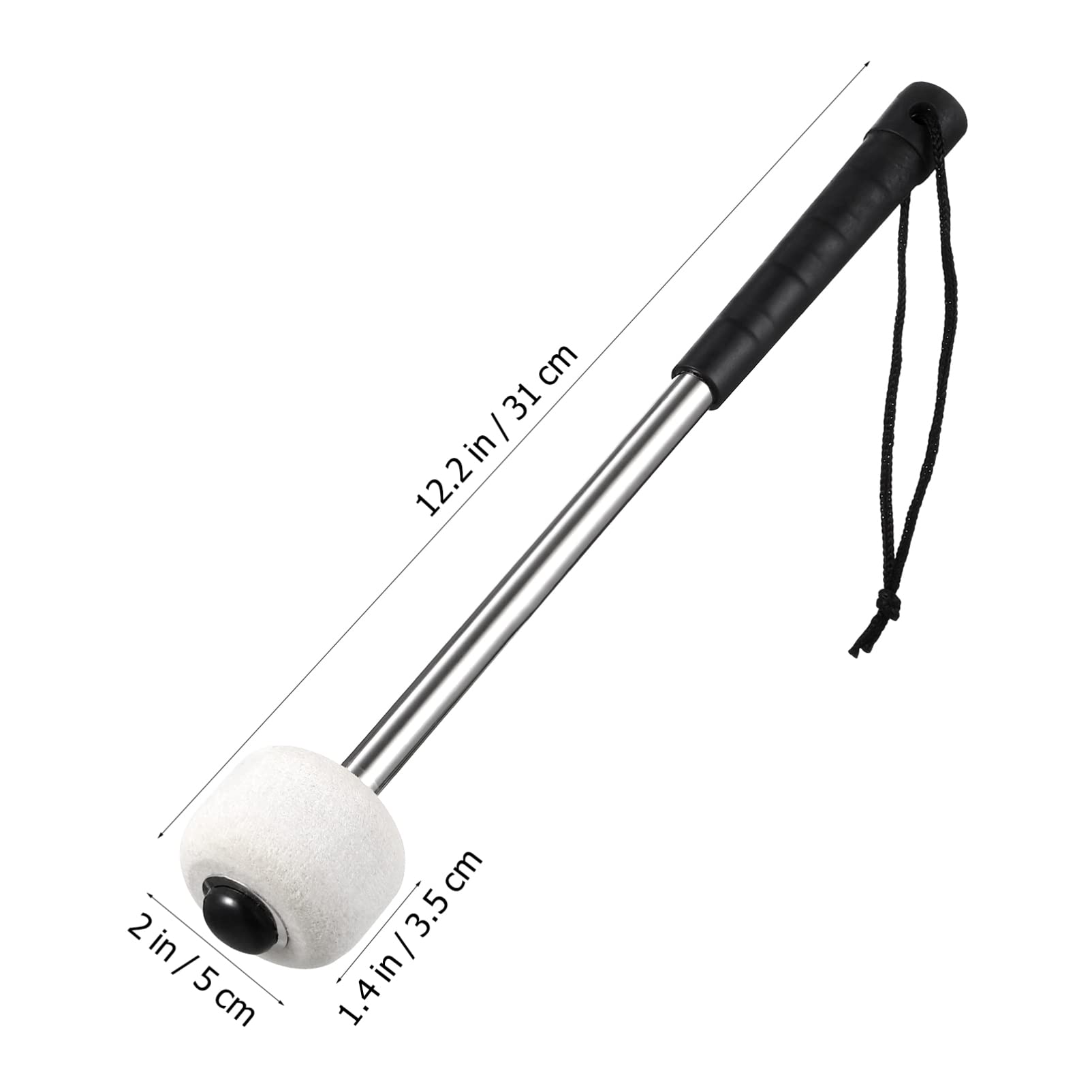 Magiclulu 1 Pcs Durable Bass Drum Mallet Stick With Wool Felt Head Drumstick Classic Felt For Music Lover