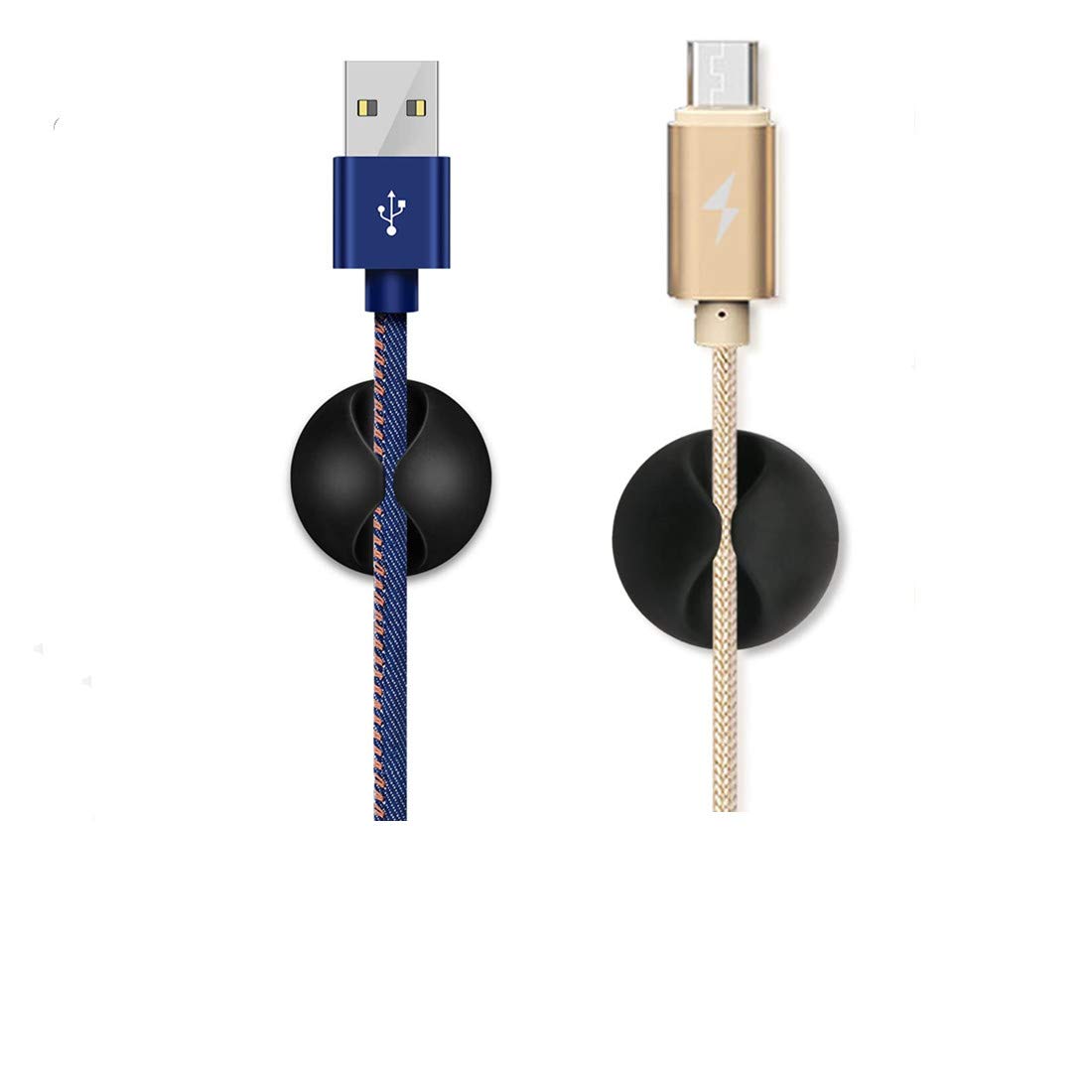 Eledabra 20 Pack Black Silicone Cable Clip Holders, Self Adhesive Wire Management, Well Organized Cables For Home, Office, Car