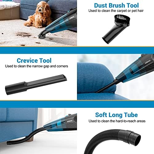 Airsee Handheld Vacuum, 13 Kpa & 2500Mah Cordless Car Vacuum, Rechargeable Hand Held Vacuum With 600Ml Dust Cup, Usb C Cable And