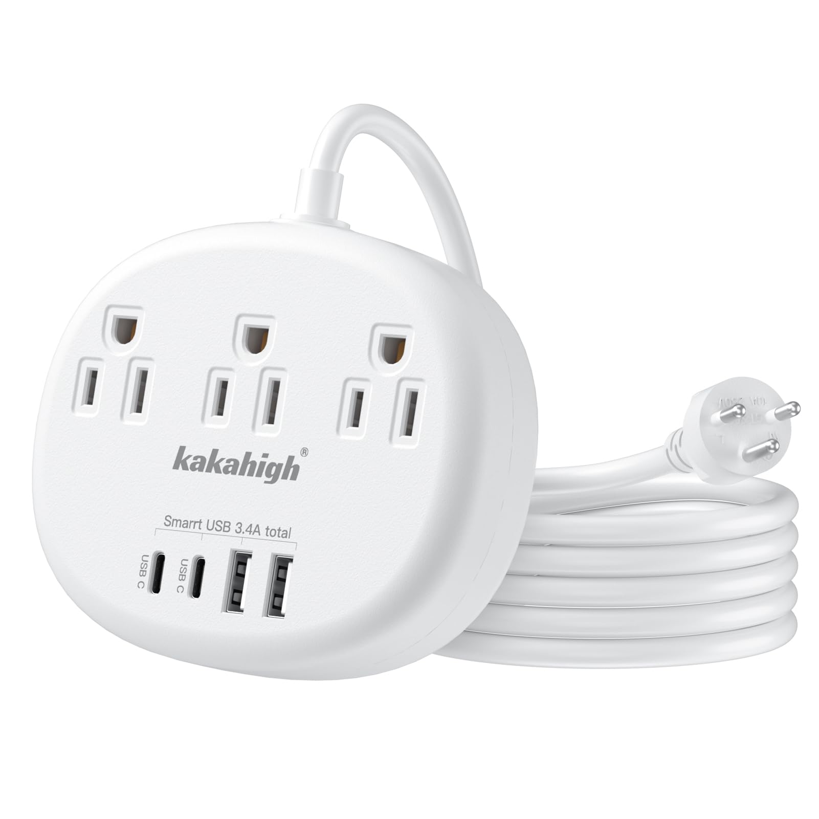 Thailand Power Adapter, Thailand Plug Adapter With 3 American Outlets 4 Usb Ports (2 Usb C) Total 24W, Type O Plug Adapter And O