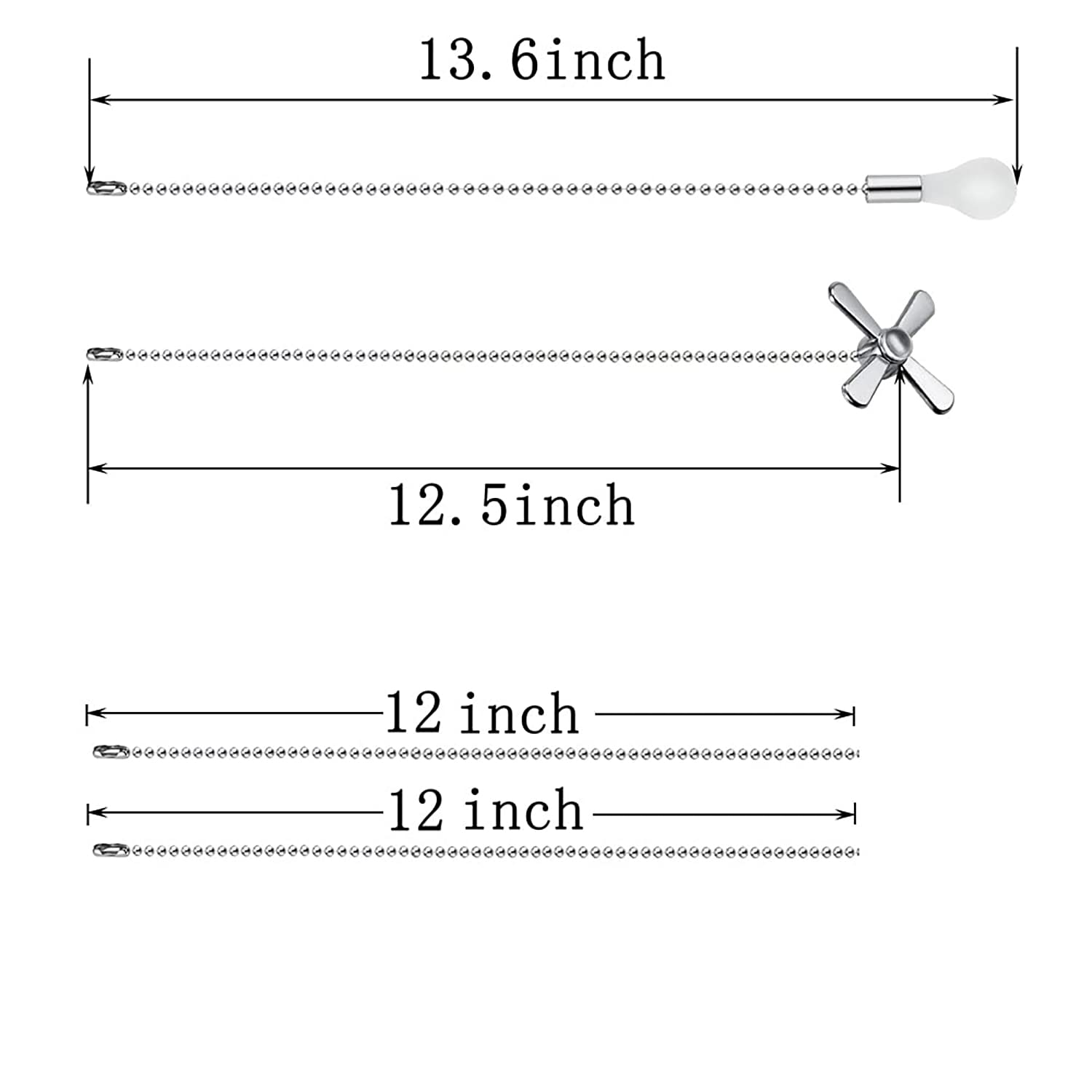 Ceiling Fan Pull Chain,24Inch Extra Long With Decorative Frosted Glass Bulb And Fan Cord,Fit All Standard 3Mm Diameter Ceiling F