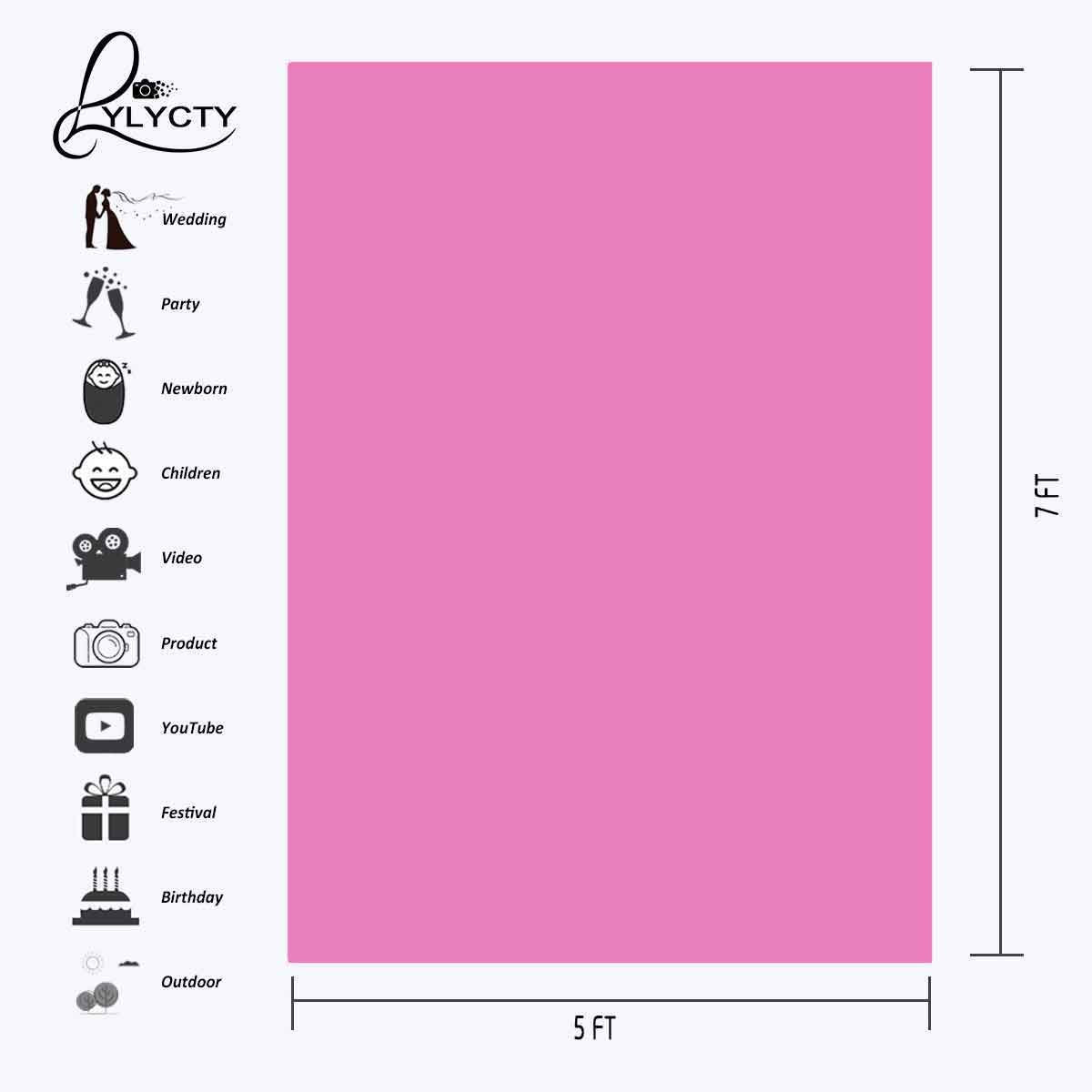 Lylycty 5X7Ft Photography Studio Non Woven Backdrop Millennium Pink Backdrop Solid Color Backdrop Simple Background Ly091