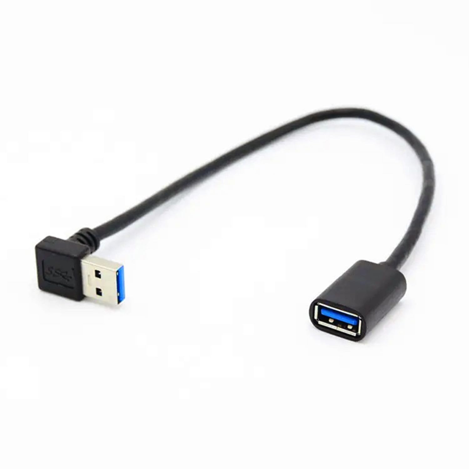 Alinna 90 Degree Usb 3.0 Extension Cable, Black Usb 3.0 Male To Female Extender Cord 30Cm (Up Angle)