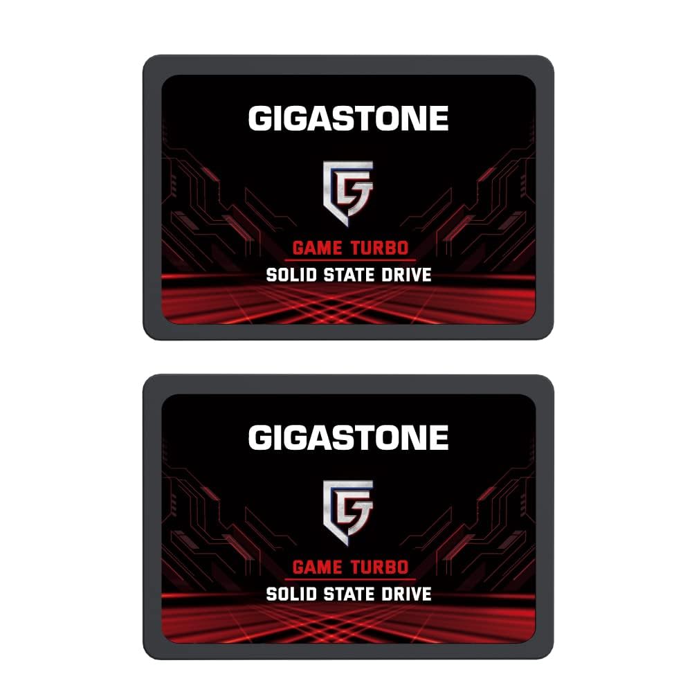 Gigastone SATA SSD 512GB (2 Pack) 2.5 inch SSD 550MB/s Upgrade Laptop PC Memory and Storage PS4 HDD Replacement 2.5' Internal Solid State Hard Drives SATA III SLC Cache 3D NAND Game Turbo Performance