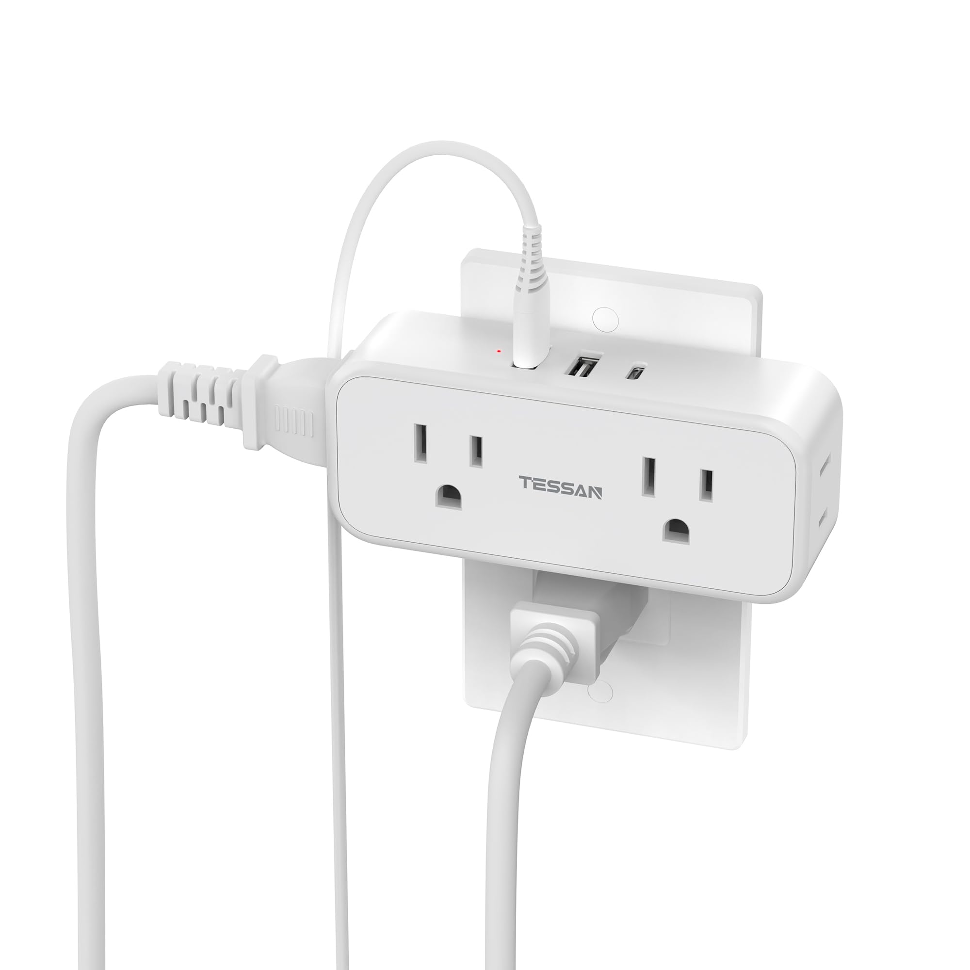 Outlet Extender Surge Protector, Tessan Multi Plug Splitter With 4 Electrical Outlets 3 Usb Ports (1 Usb C), Multiple Wall Plug