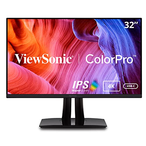 Viewsonic Vp3256 4K 32 Inch Premium Ips 4K Ergonomic Monitor With Ultra Thin Bezels, Color Accuracy, Pantone Validated, Hdmi, Di