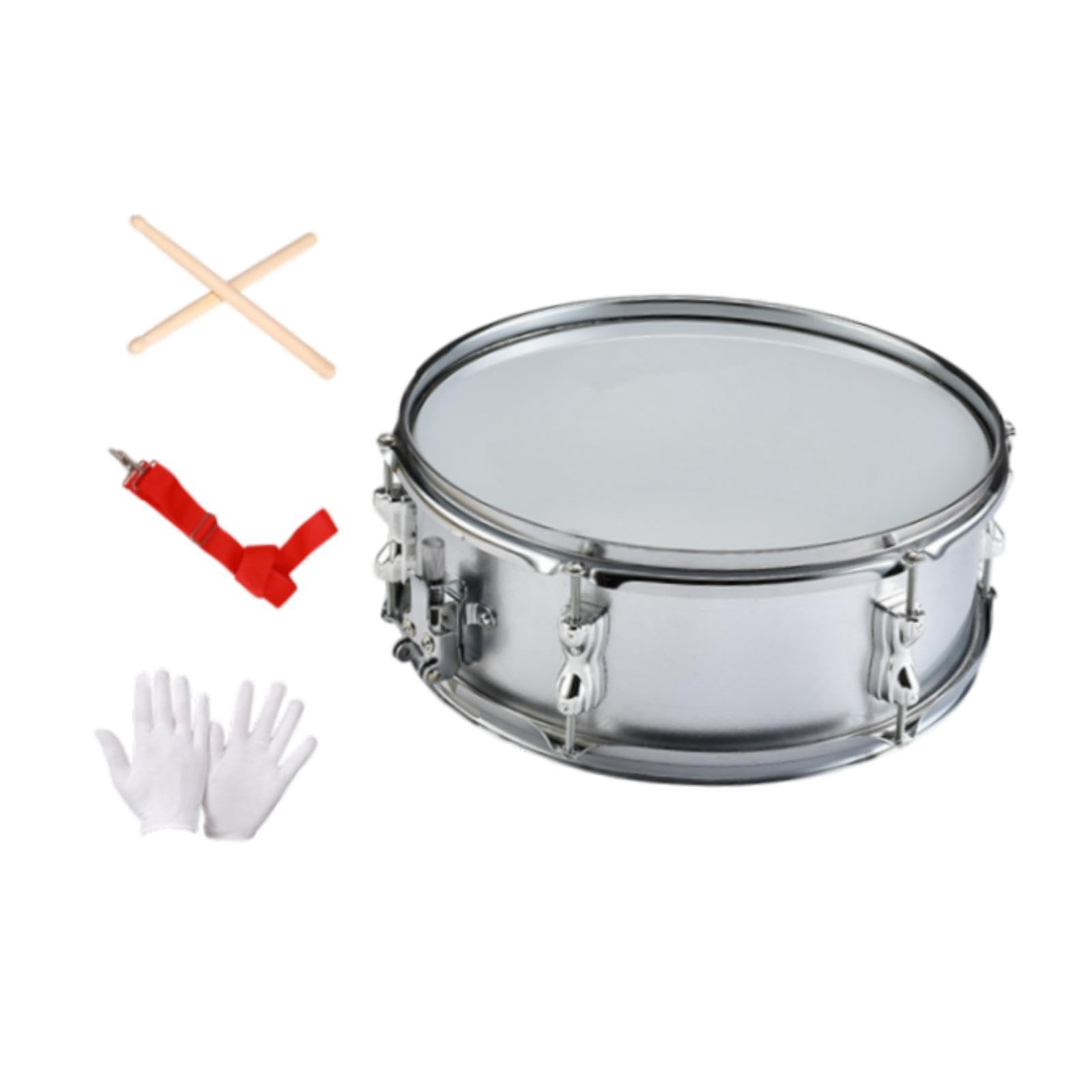 The Style Sutra 14 In Snare Drum With Gloves Percussion Instrument For Adults Beginners Boys Silver 14 Inch|Snare Drums