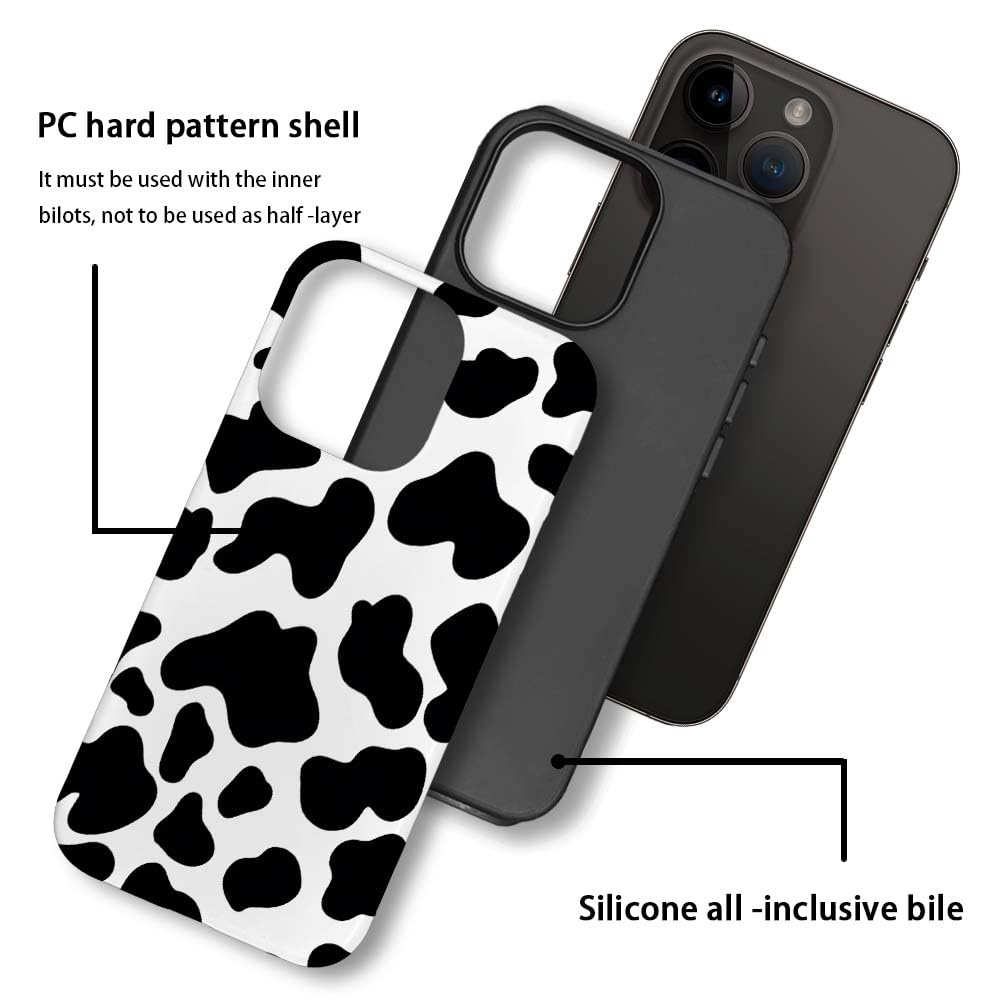 Seized Case Compatible With For Iphone 13 Pro,Black White Cow Pattern Phone Case For Girl Women Boy Men,Durable Protection Case