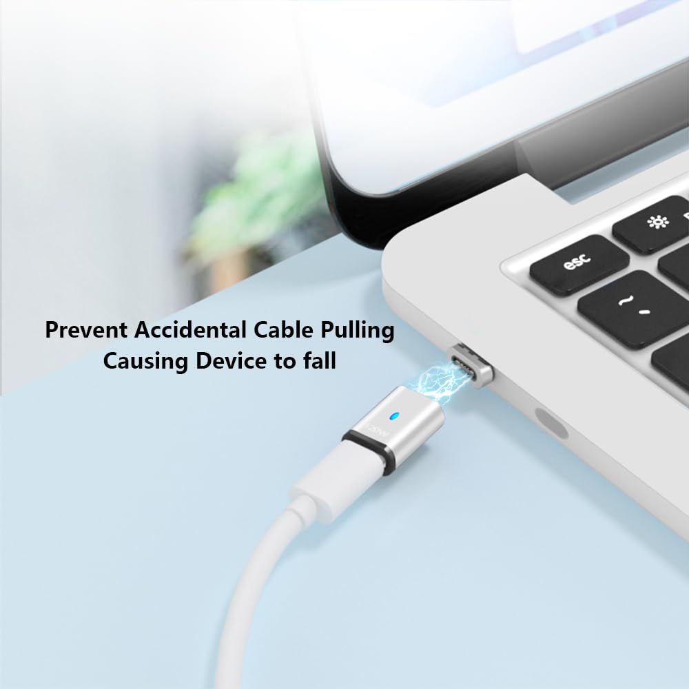 Sheeast Usb C Magnetic Adapter 2 Pack, Usb2.0 Type C Straight Connector 5Pin With Pd 120W Charge And 480Mbps Data Transfer, Comp