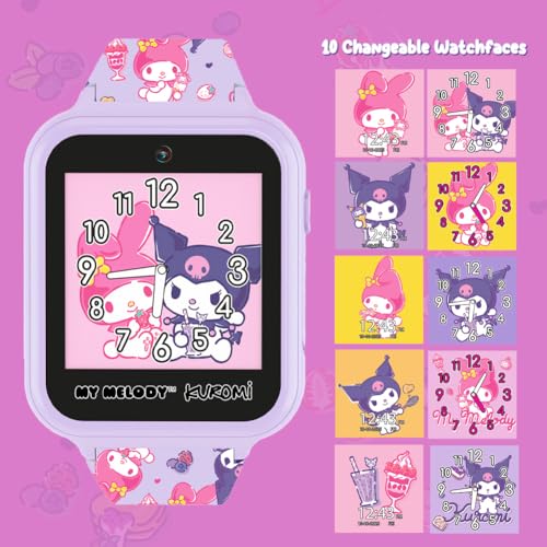 Sanrio My Melody & Kuromi Kids Smartwatch With Touchscreen   Features 10 Interactive Faces, Camera For Selfies, Voice Recorder,