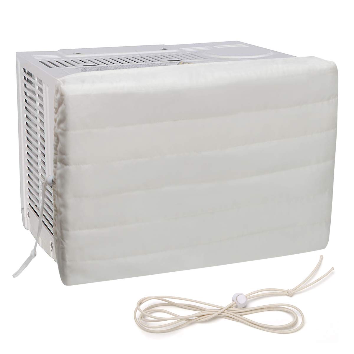 Luxiv Indoor Air Conditioner Cover, White Window Unit Cover Anti Rust Adjustable Cover For Indoor Window Ac With Free Elastic St