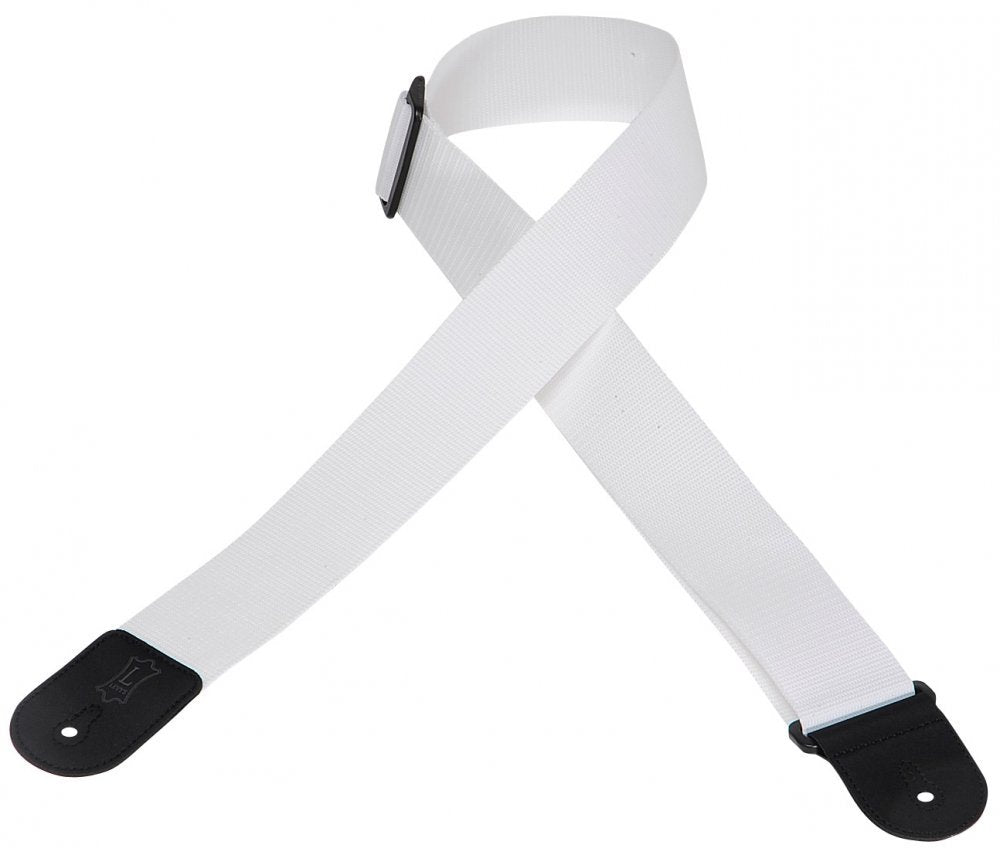Levy'S Leathers 2'' Polypropylene Guitar Strap With Genuine Leather Ends And Tri Glide Adjustment; White (M8Poly Wht)