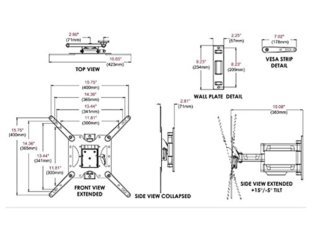 Peerless Av Pa746 Paramount Series Universal 32''   50'' Articulating Mount