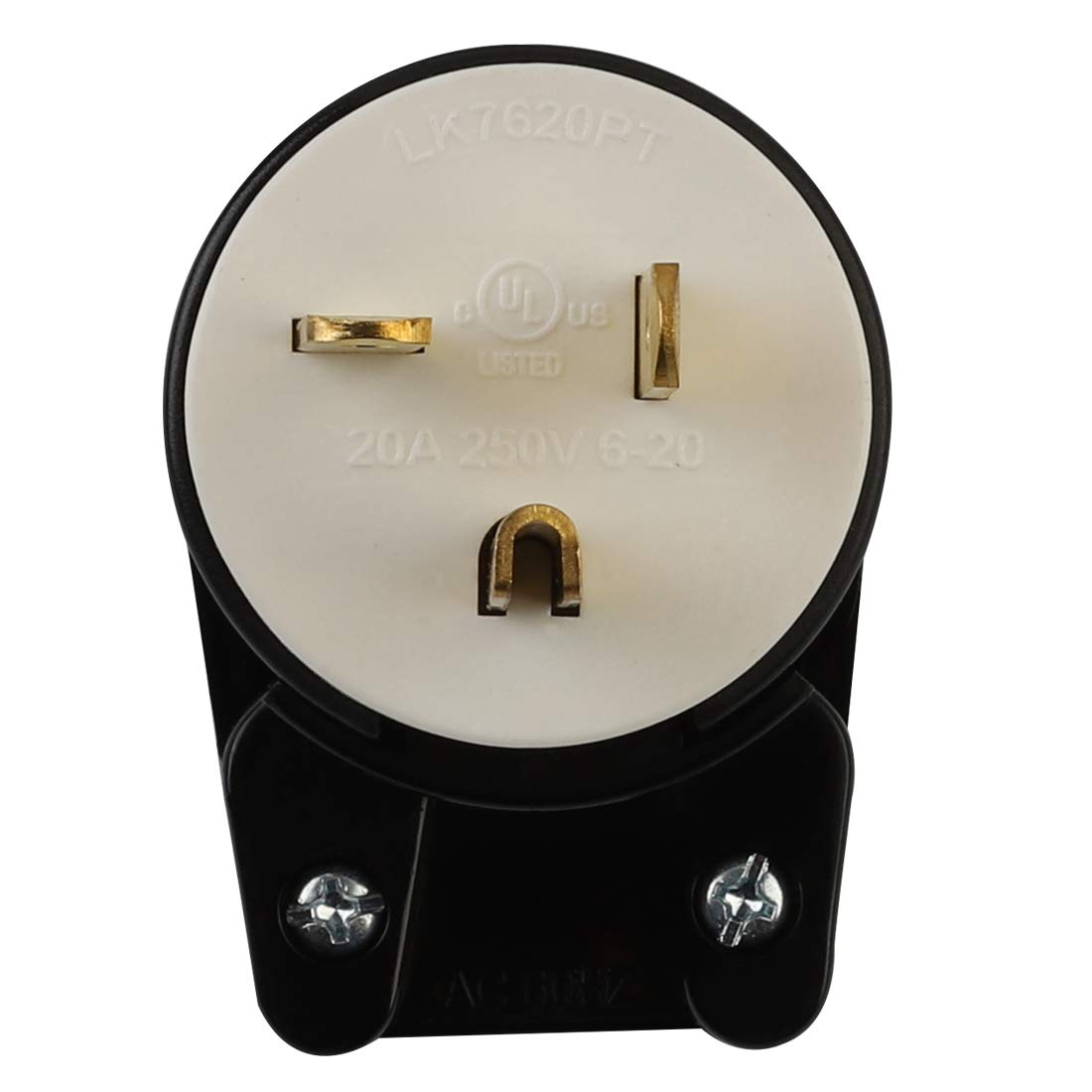 Usa 3 Prong Male Ac Plug, Right Angle Etl Nema 6 20P 3 Pole Diy Rewirable Plug, 20A 250V Usa 3Pin Ac Connector, 12 Direction Rot