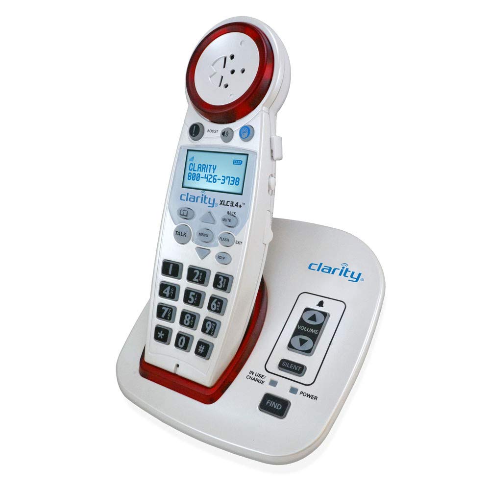 Clarity Xlc3.4+ Dect 6.0 Landline Amplified Cordless Phone, Extra Loud Ringer, Big Buttons Cordless Home Phone, Talking Caller Id & Dual Power Battery