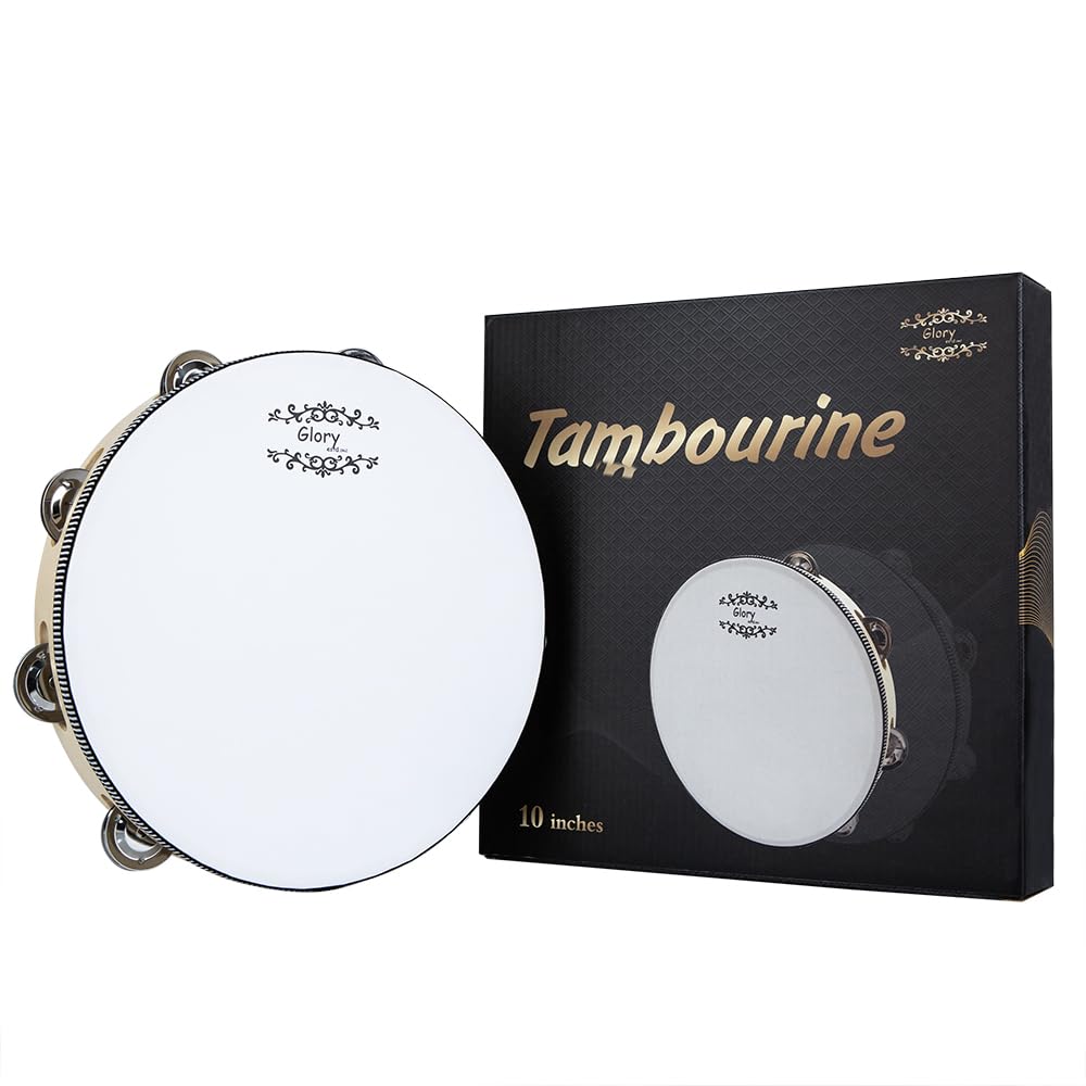 Glory Hand Held Tambourine Drum 10 Inch Bell Birch Metal Jingles Percussion Gift Musical Drum Instrument For Ktv Party Games (10