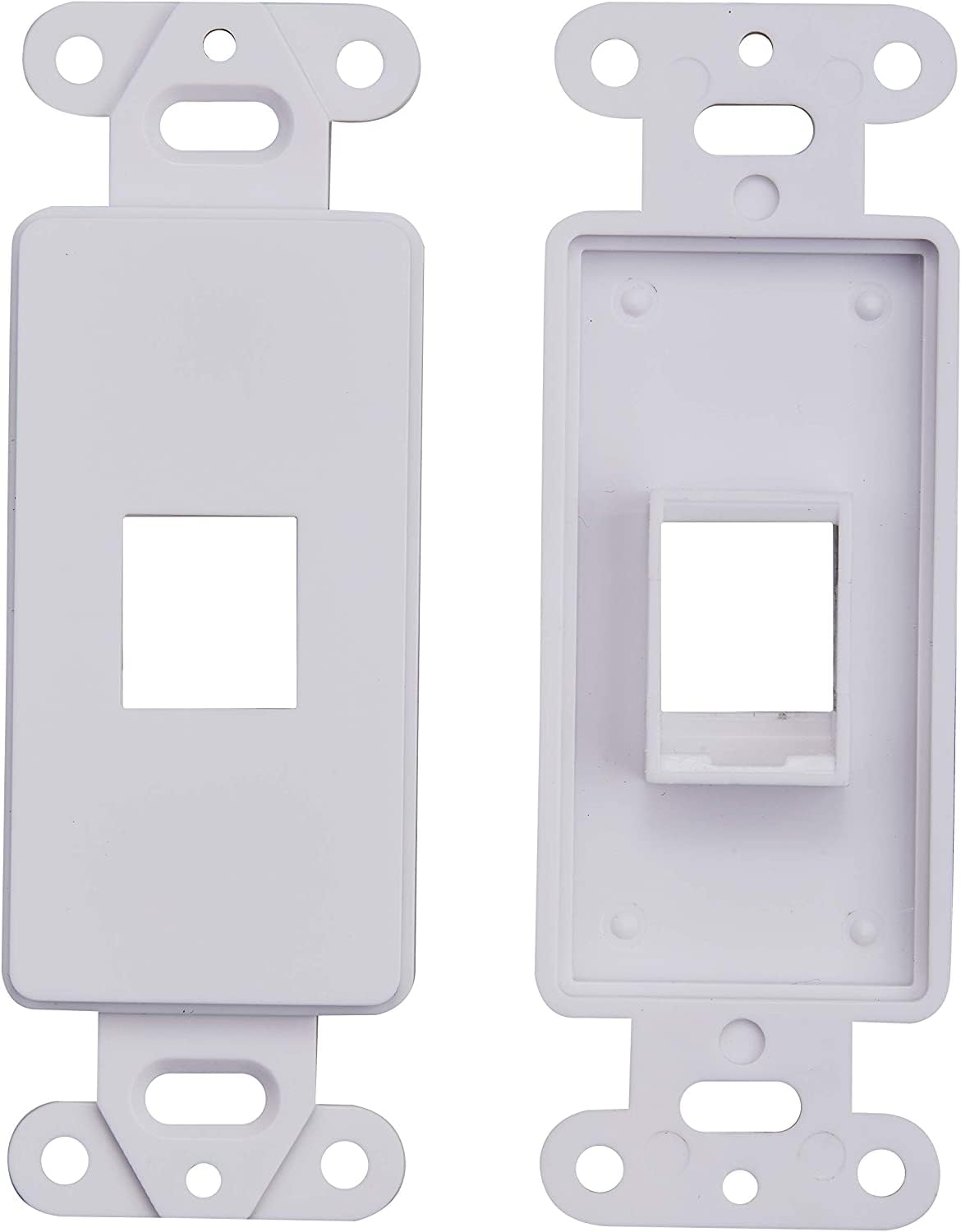 Decorative Wall Plate Keystone Insert, 2 Gang Jack White Wallplate 1/2/3/4 Port 10 Pack (1 Port)