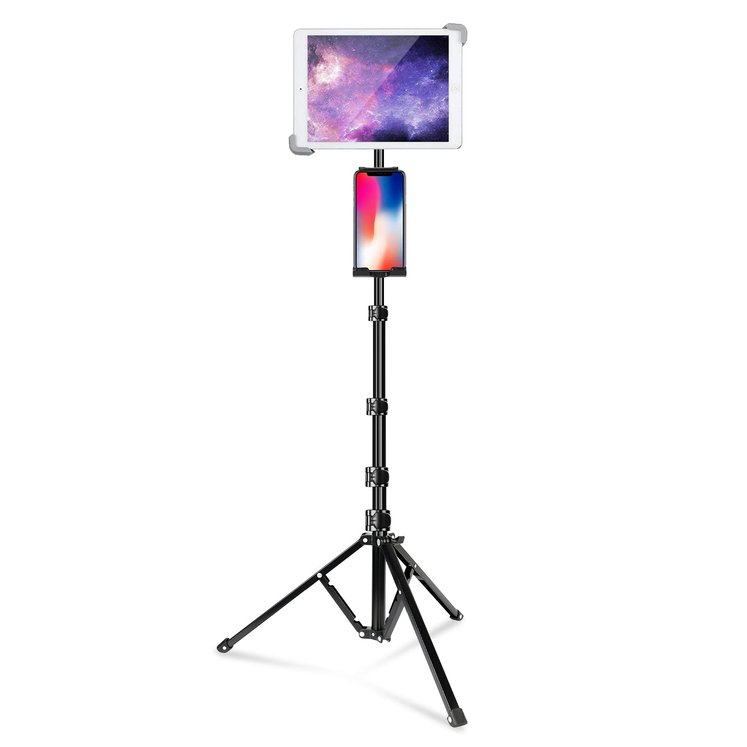 Elitehood Ipad Tripod Stand, 65 Inch Height Adjustable Ipad Stand Holder & Ipad Floor Stand With 360 Rotating Ipad Tripod Mount