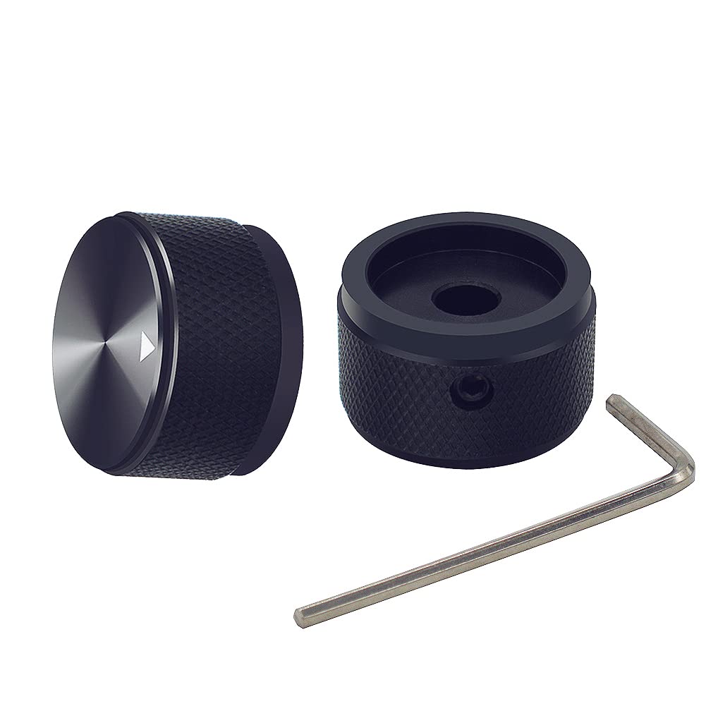 Mxuteuk 4Pcs Black Guitar Knobs Aluminum Alloy Potentiometer Control Knurled Knob Volume Audio Electric Guitar Bass Screw Type 2