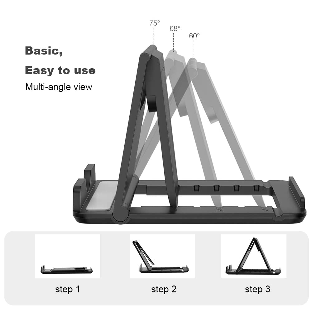 Kemoxan 2 Pack Portable Cell Phone Stand Holder For Desk, Foldable Pocket-Sized Mount, Universal Adjustable Desktop Mobile Phone