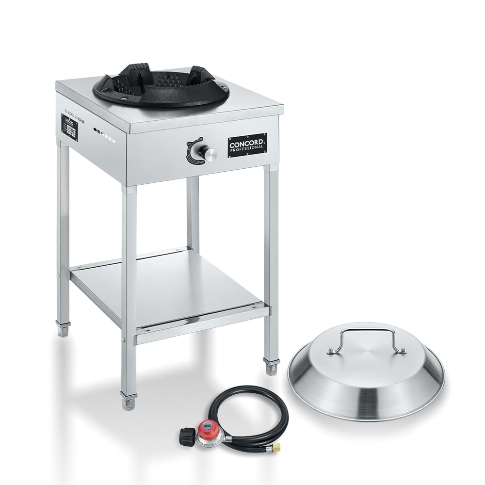 Concord Professional Vortex Burner Stainless Steel Commercial Wok Range Single Burner Outdoor Propane Stove. Great for Stir Fry,