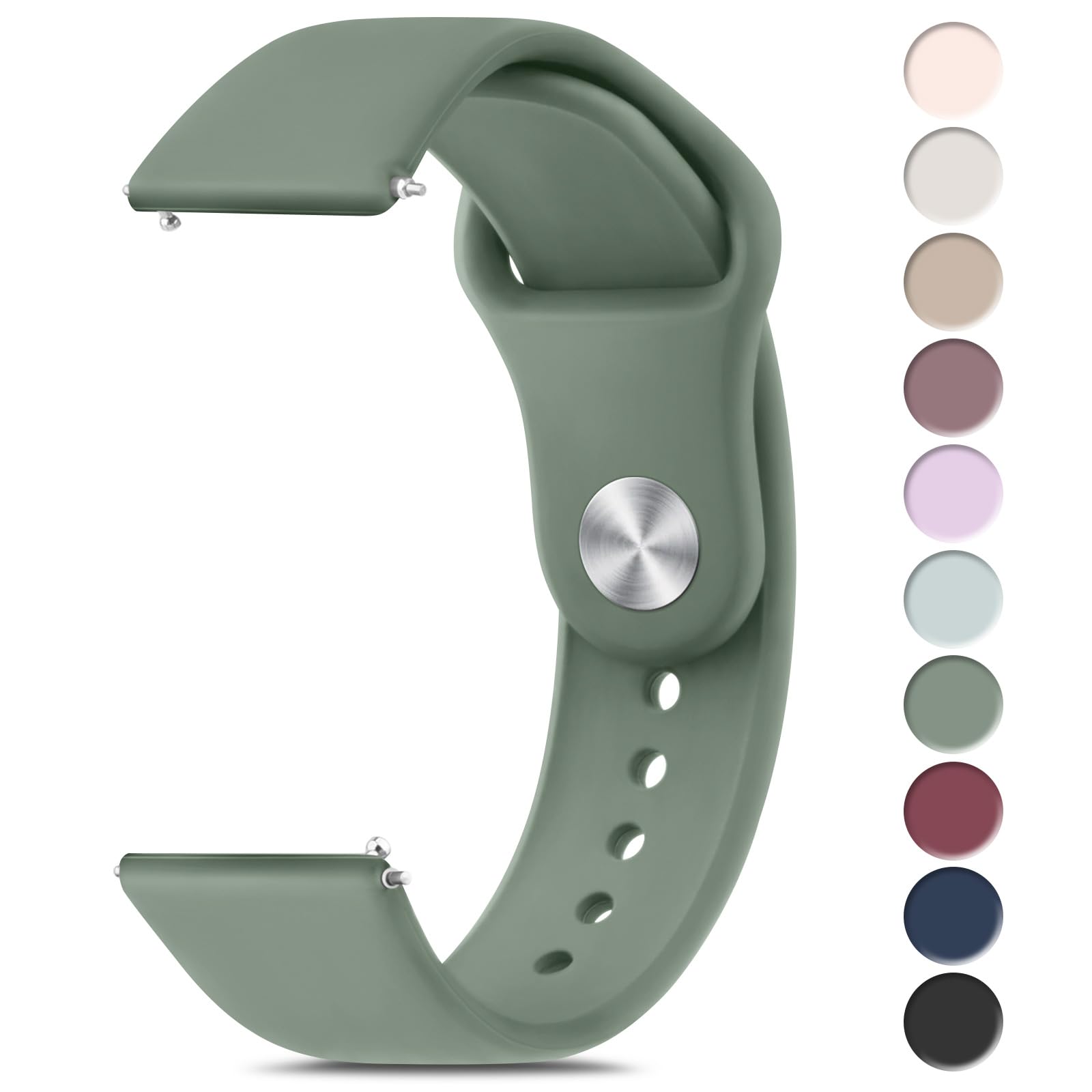 Meliya 22mm Watch Bands Quick Release Replacement Wristband, Soft Silicone Sport Replacement Straps for Men Women (Cactus)
