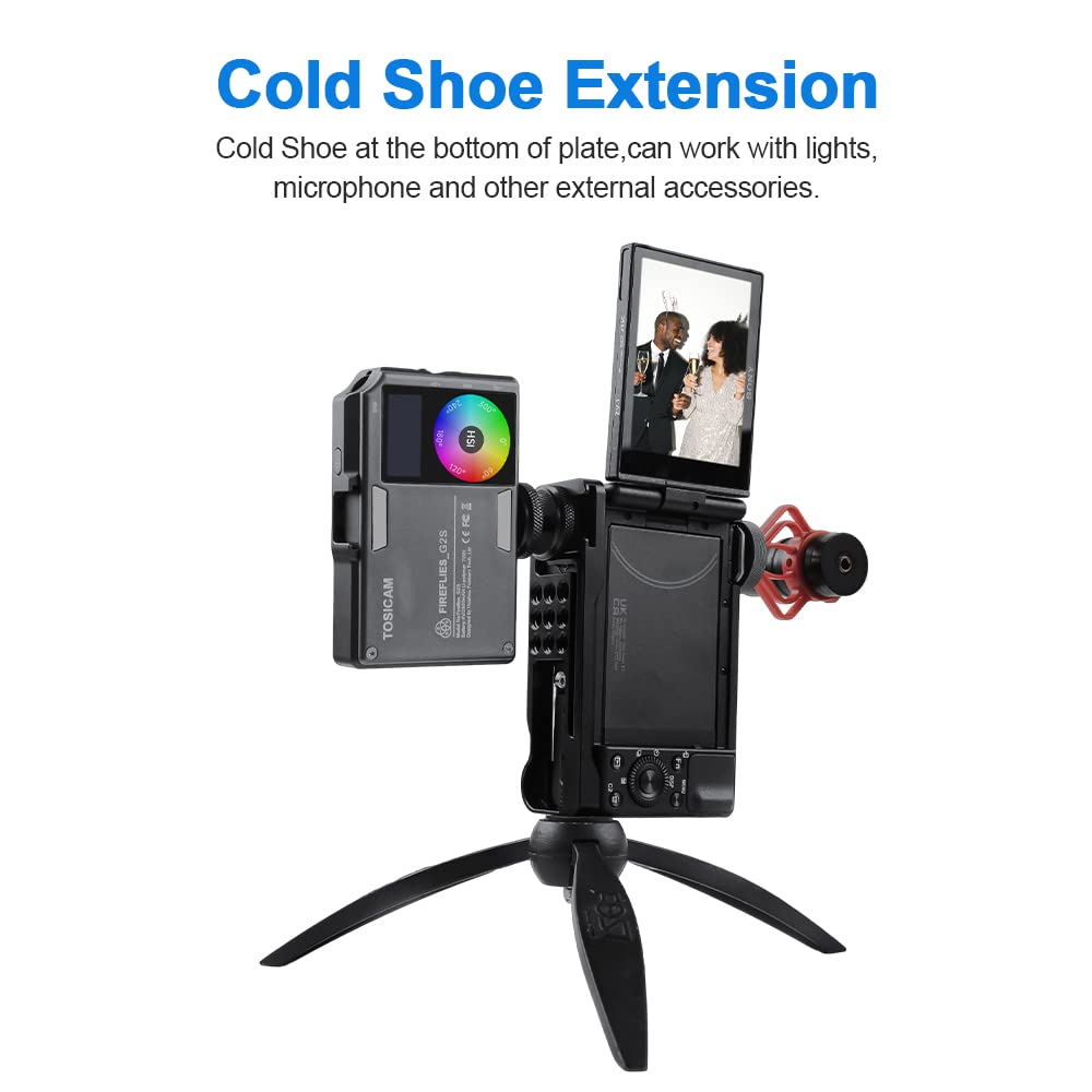 Tosicam Zv1 Camera Base Mount Bracket For Sony Zv1 Compact Camera Cold Shoe Mount Microphone/Light Extension,Support Vertical Video Youtube Vlog Accessories