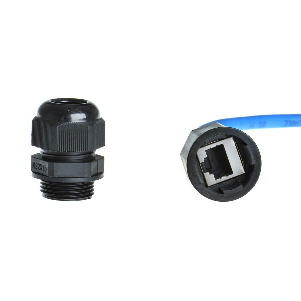 Anmbest 2Pcs M20 Rj45 Waterproof Cat5/5E/6 8P8C Connector Ip67 Ethernet Lan Cable Connector Double Head With Shield Cat6 Network