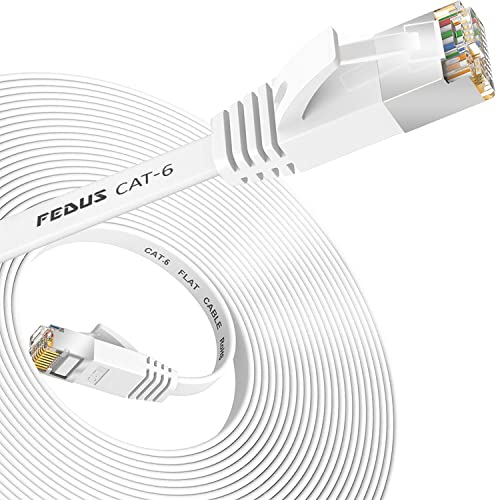 Fedus 15 Meter Cat6 Ethernet Cable, Flat Rj45 Lan Cable Wire High Speed 250Mhz / 1 Gigabit Speed Utp Lan Cable, Network Internet