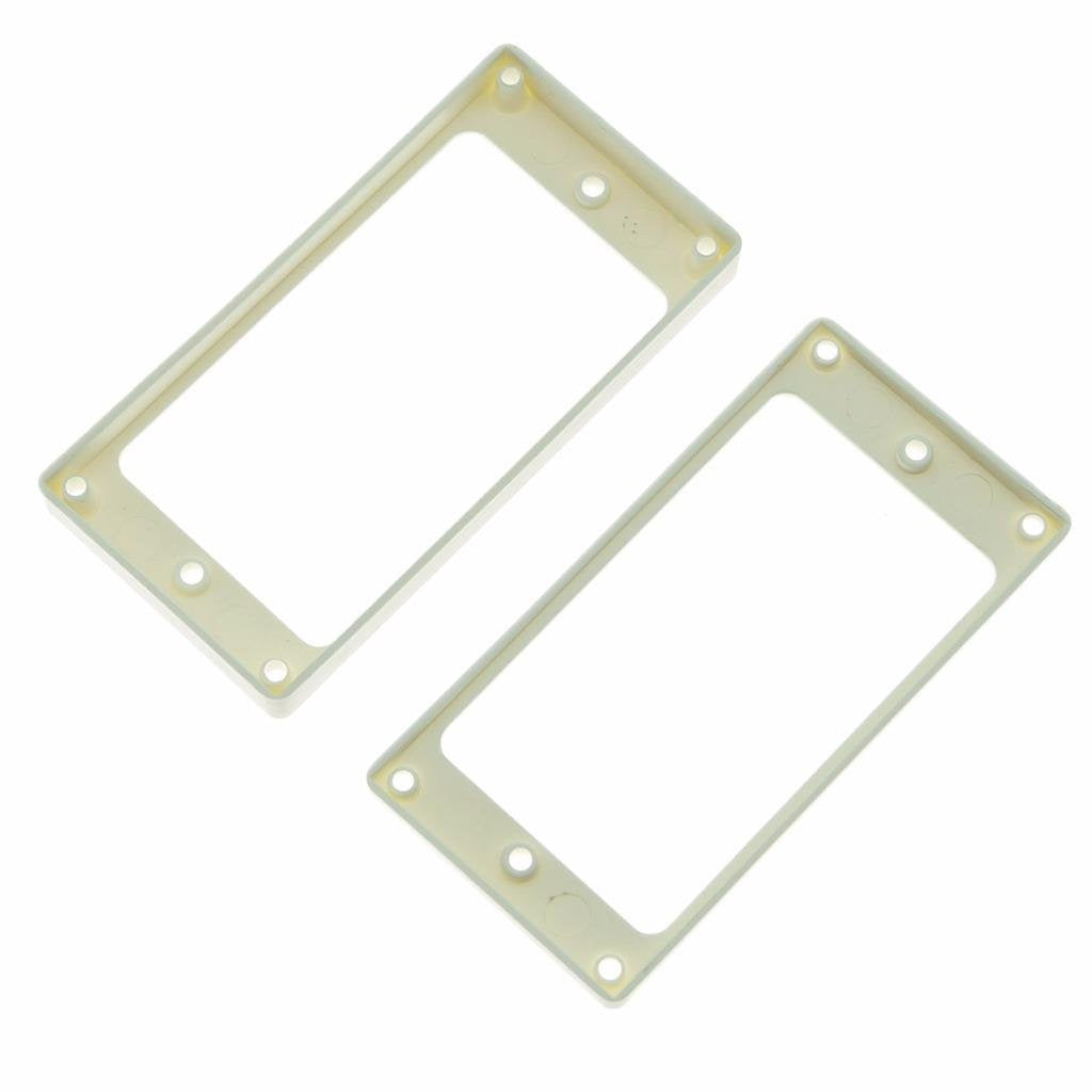 Dopro Set Of 2 Plastic Humbucker Pickup Ring Mounting Frame - Curved Bottom 3 * 5 For Neck And 7 * 9 For Bridge - White