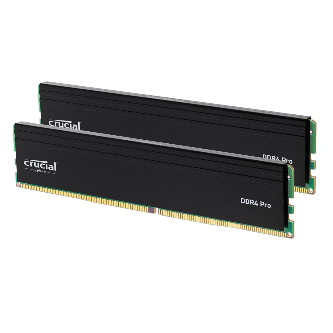 Crucial Pro 32GB DDR4 RAM Kit (2x16GB), High-Performance 3200MHz (or 3000MHz or 2666MHz) Desktop Memory UDIMM 288-Pin, Compatibl
