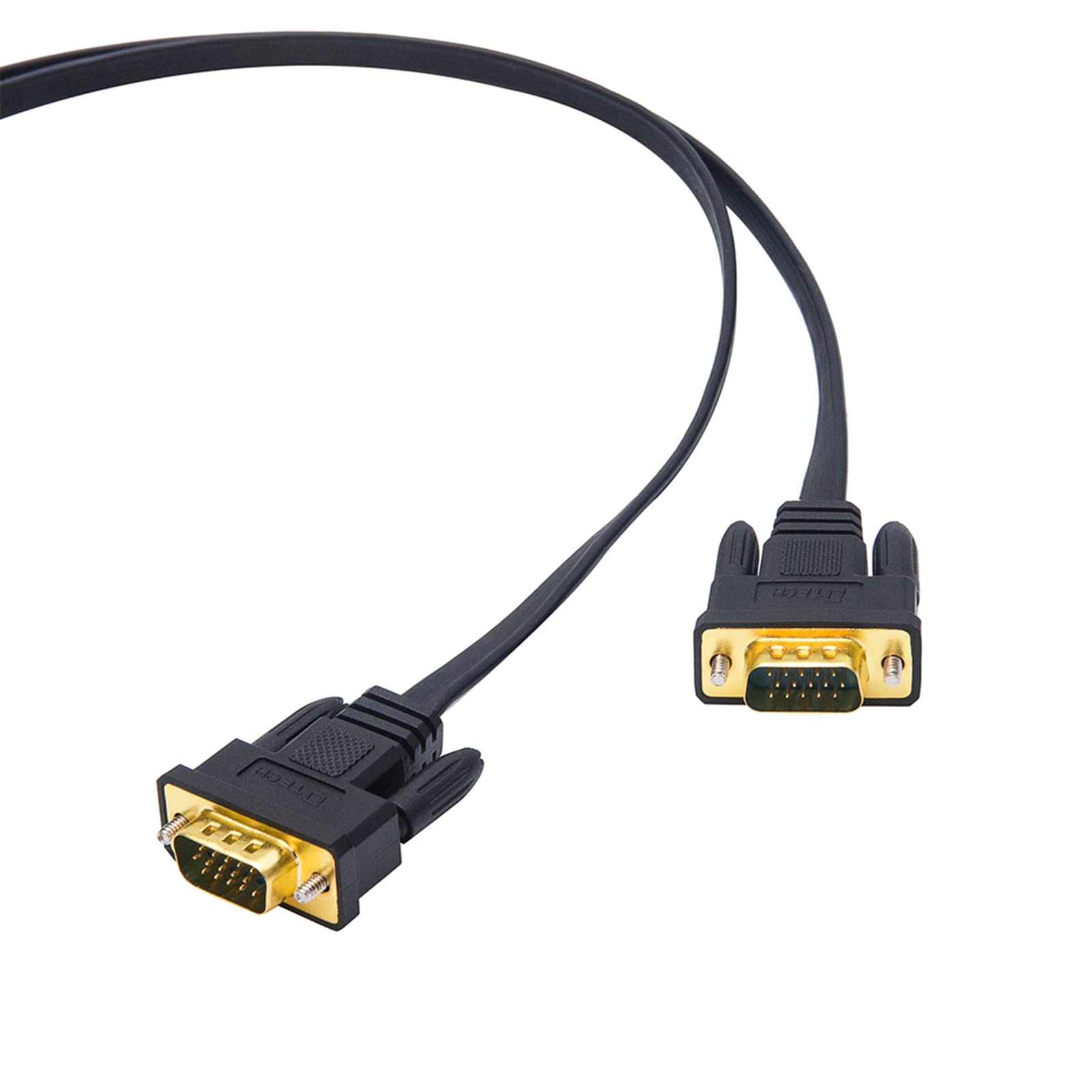 Dtech 10Ft Ultra Thin Flat Computer Monitor Vga Cable 15 Pin Male To Male Connector Svga Wire 10 Feet   Black
