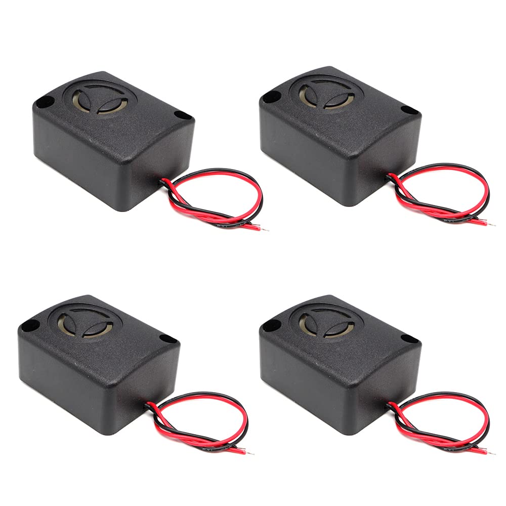 Shanghj 4Pcs 110Db Electronic Black Mini Piezo Alarm Siren Dc 12V Insurance Antitheft Highdecibel Square Shell Active Buzzer Alarm For Car Safes