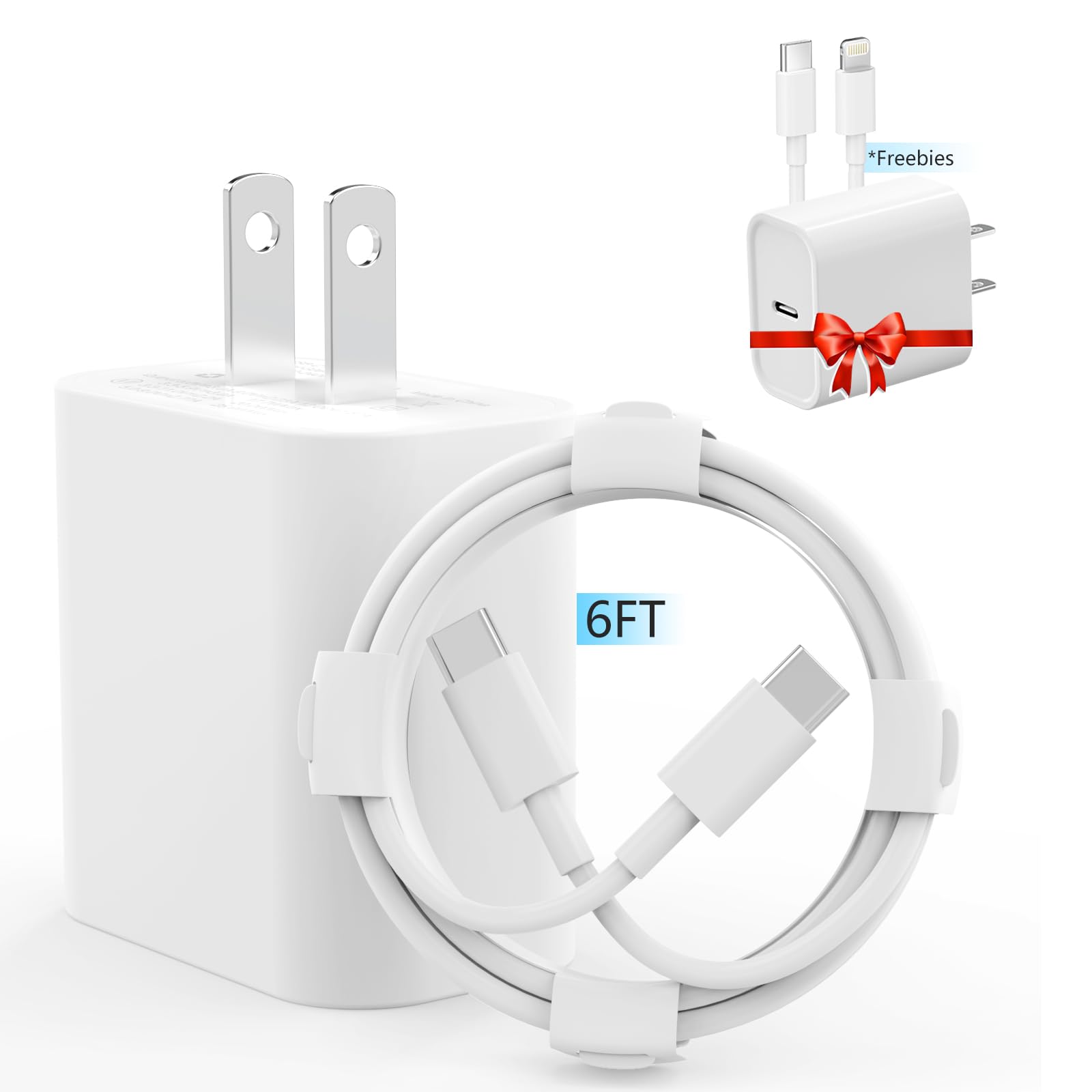 Usb C Charger, 20W Pd Usb C Fast Wall Charger Adapter With 6Ft Type C To C Cable Compatible For Iphone 15/15 Pro/15 Plus/15 Pro