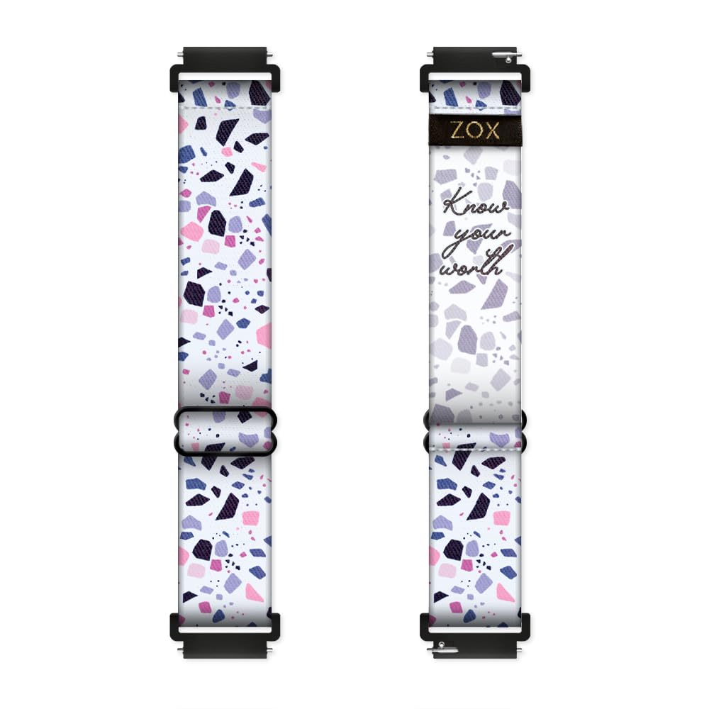 Zox Android Smart Watch Band - Know Your Worth | Soft, Adjustable Elastic Band With Motivational Affirmations And Beautiful Artw