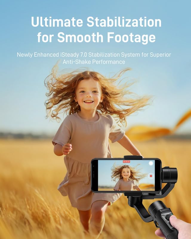 Hohem Isteady Mobile Plus Gimbal Stabilizer For Smartphone, 3 Axis Phone Gimbal For Android And Iphone 15,14,13,12 Pro, Stabilizer For Video Recording With Ultra Wide Angle Mode, 600� Inception