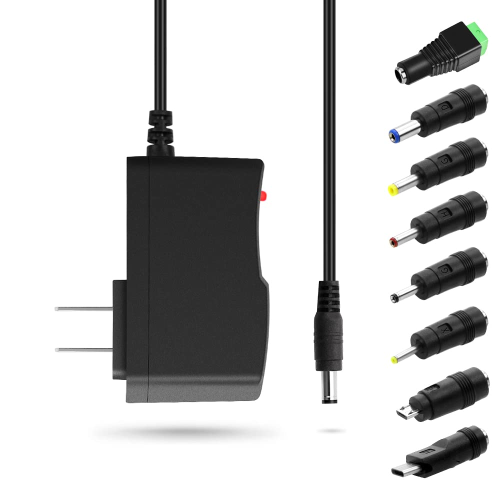 Aclorol 6V 2A Power Supply 12W 6V 1.5A 1A 0.5A 500Ma Ac/Dc Adapter Universal Charger Ac 100V 240V To Dc 6 Volt 2 Amp Repalcement Charger For Elliptical Monitor And More Dc 6V Devices