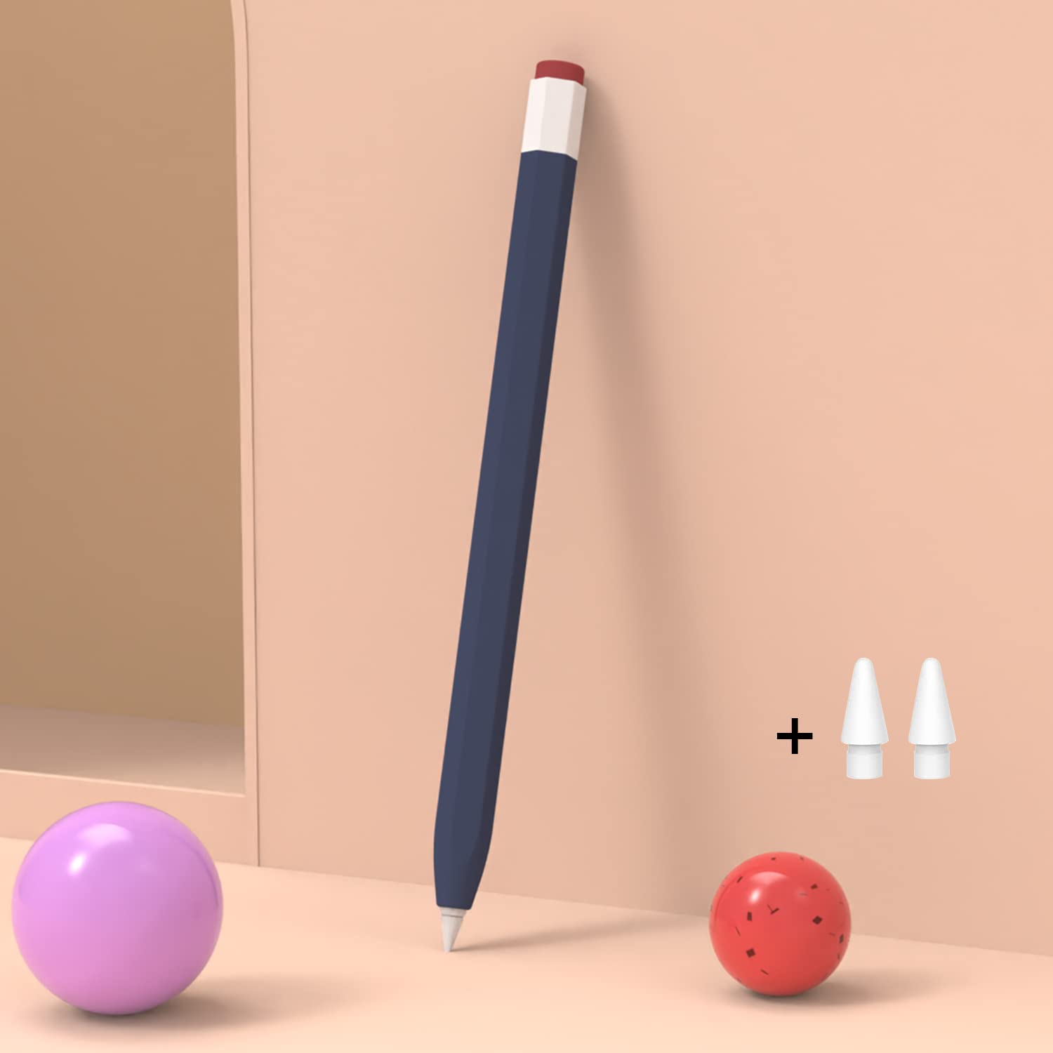LOVE MEI Silicone Pencil Case Compatible Apple Pencil 1st Gen Non-Slip Smooth Grip Navy Blue