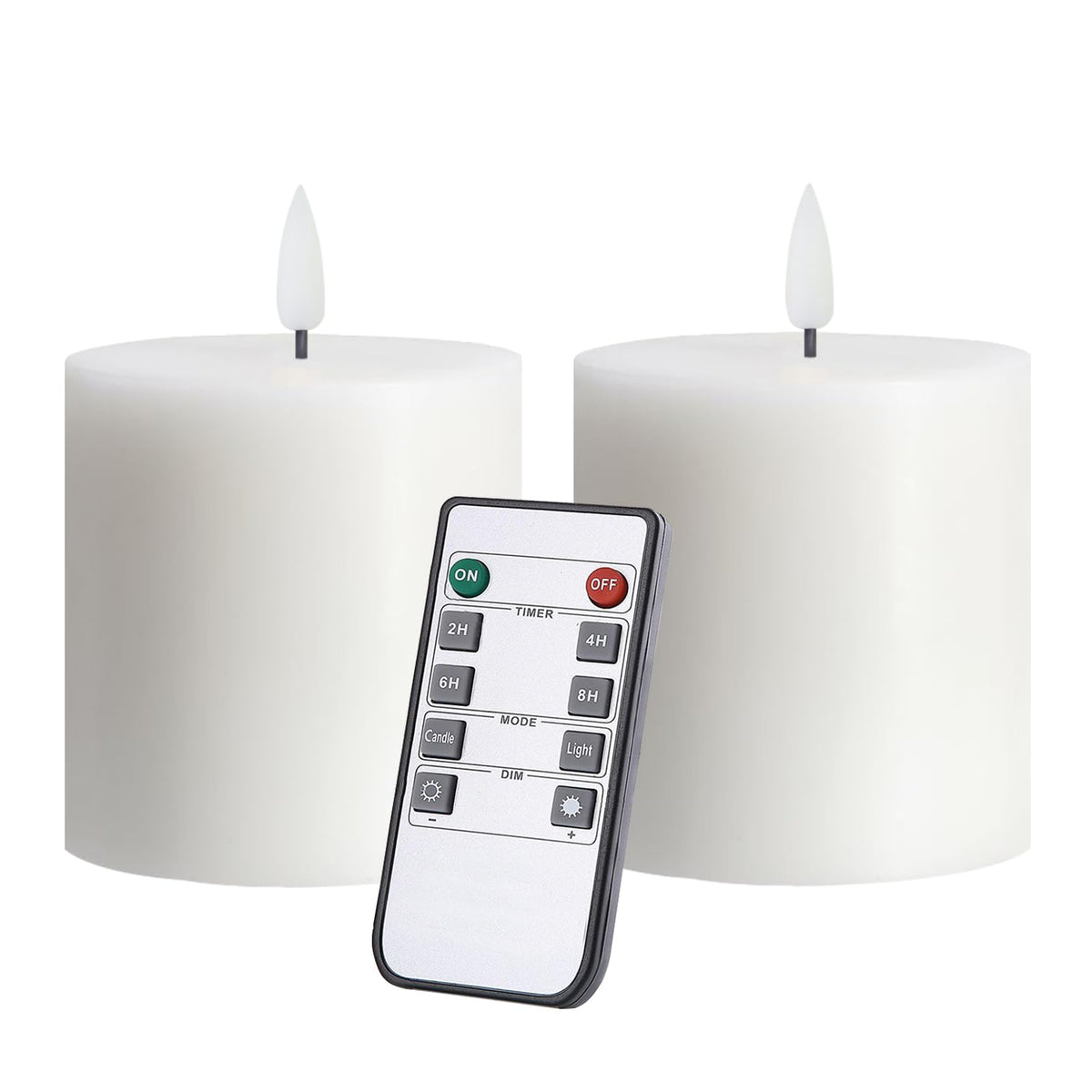 Volnyus Flameless Candles Set Of 2 (3X3 Inch) Flickering Led Real Wax Candles Battery Operated With Remote Control Timers For Fi