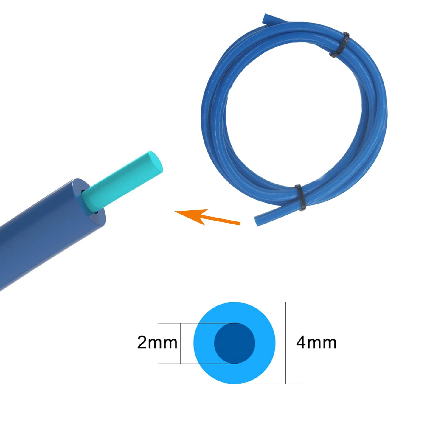 3D Printer Bowden Tube 2M, Ptfe Tube Teflon Bowden Tubing With High Grade Pc4 M6 & Pc4 M10 Pneumatic Fittings,Tube Cutter, For 1