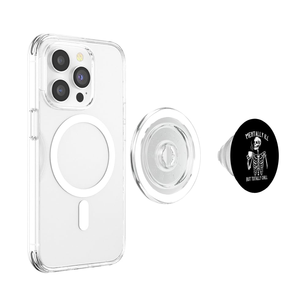 Skeleton Mentally Ill But Totally Chill Halloween Design Popsockets Magsafe Popgrip For Iphone