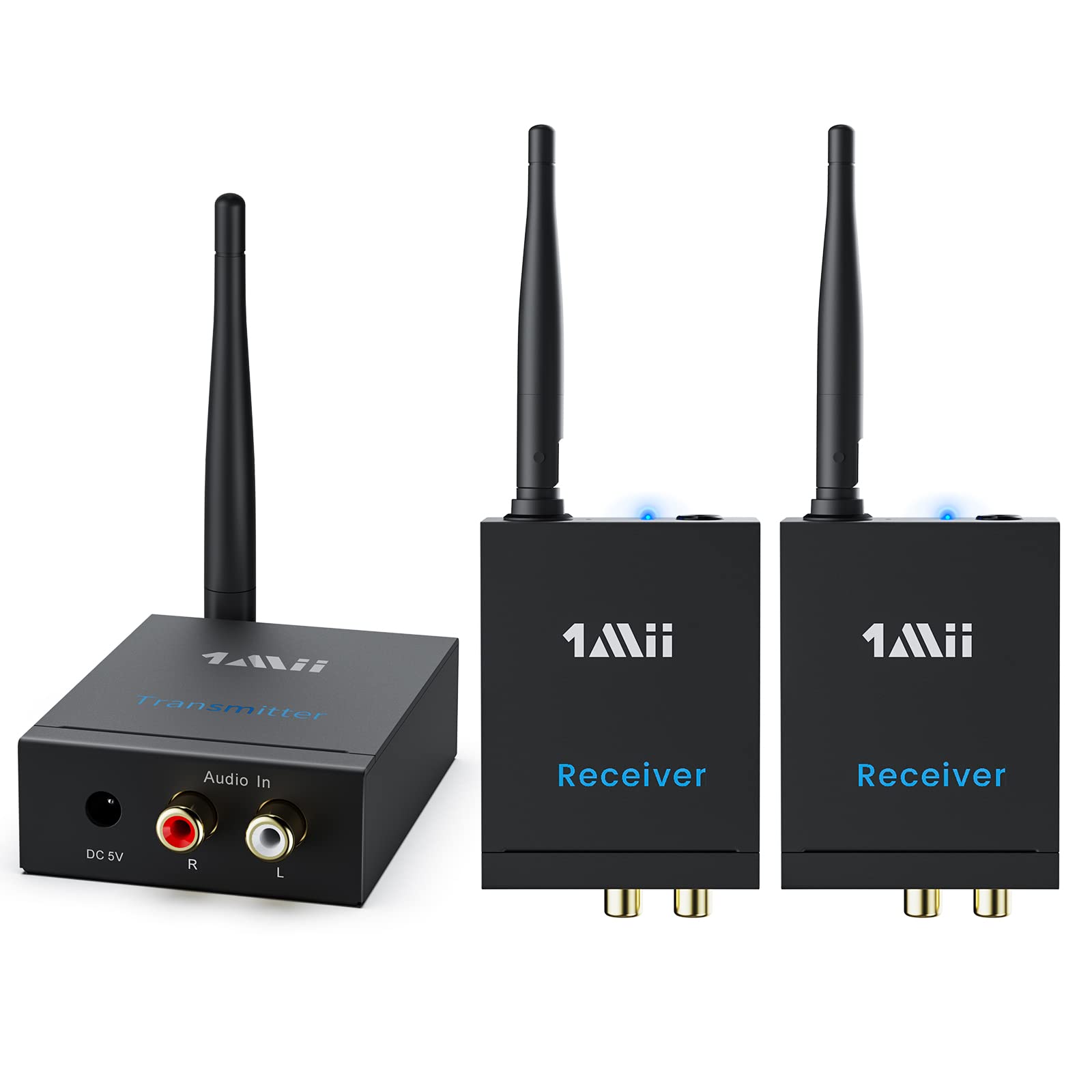 1Mii 3 In 1 2.4Ghz Wireless Audio Transmitter And Receiver For Tv, 20Ms Ultra Low Delay Rca Out/In, 320 Ft Range Wireless Adapte