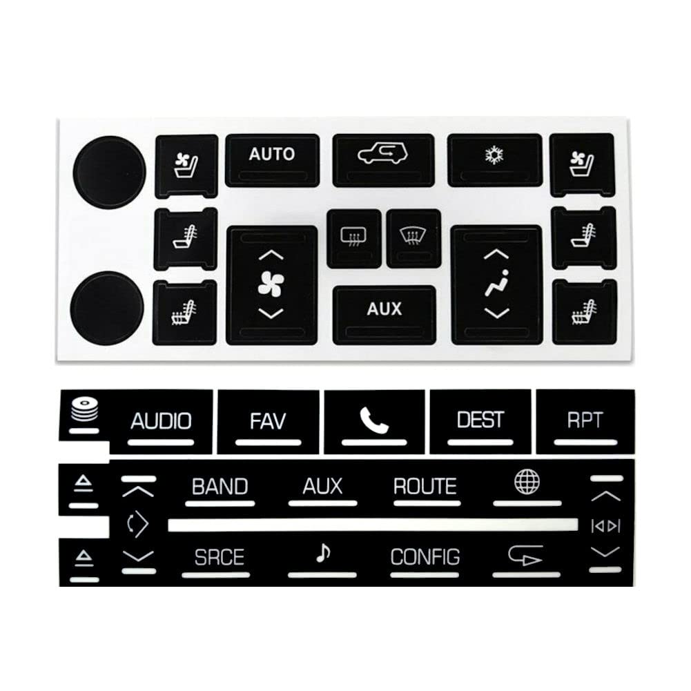 Ombialo Ac Radio Dash Button Repair Stickers Decals Compatible With Cadillac 2007 2014 Escalade Esv Ext (Ac16+Radio18)