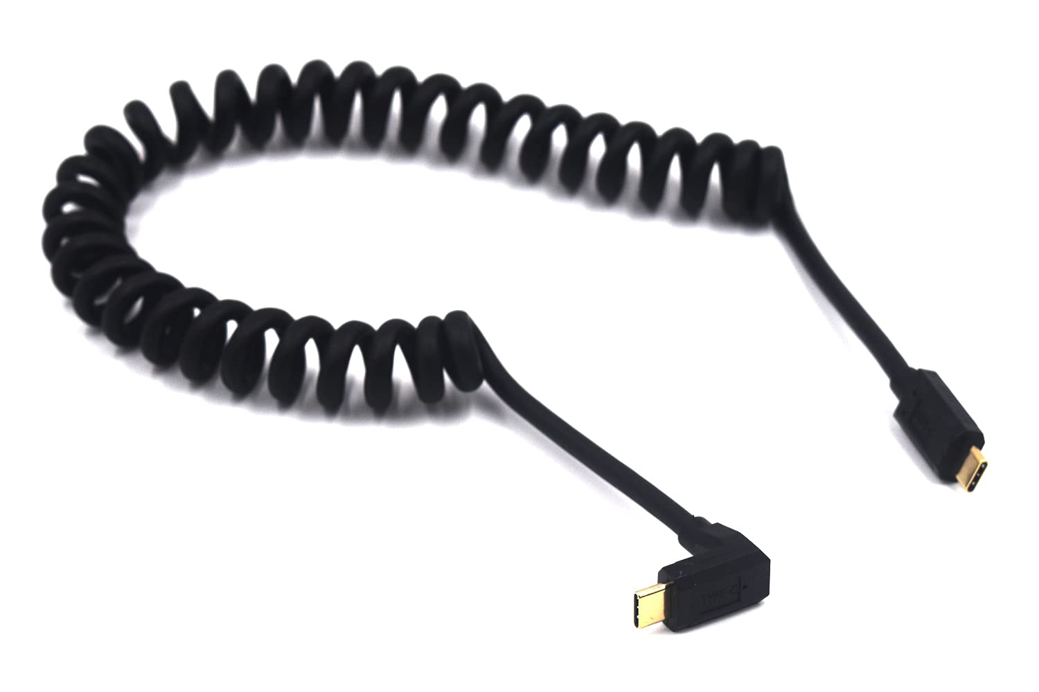 Kework Coiled Usb 3.1 Type C Cable, Usb C Male To 90 Degree Up & Down Angle Usb C Male Coiled Spring Spiral Cable, 3A & 10Gbps S