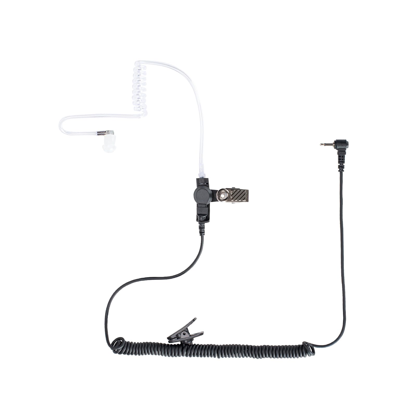 Pofenal Walkie Talkie Radio Listen Only Earpiece Headset With Clear Acoustic Tube Retaining Clip (2.5Mm Pin, 1 Pcs)