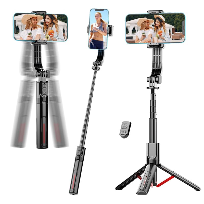 Phone Gimbal Stabilizer For Phone,Selfie Stick & Tripod With Remote Control | One-Touch Horizontal/Vertical Switch & 360 Rotatio